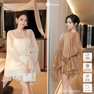 Set tơ hàn nâu caramel bay bổng, phong cách tiệc tùng Khiết KS361 KS361A