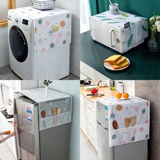 COMBO 2 TẤM PHỦ TỦ LẠNH MÁY GIẶT CÓ NGĂN ĐỂ ĐỒ - Tấm Che Chống Bụi Chống Thấm Nước Tiện Lợi Cho Gia Đình