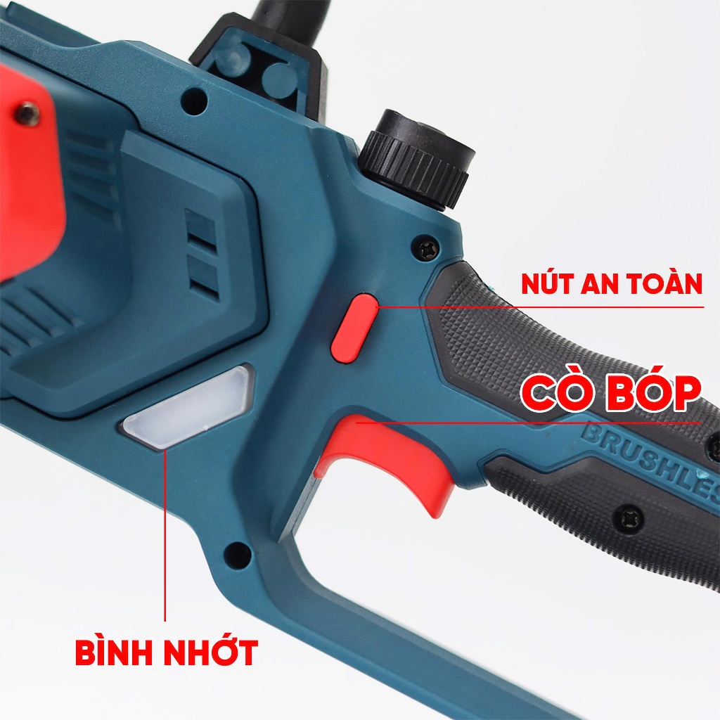 Máy Cưa Xích Pin 12inch BS BOSSUN BS-CS12BLC, Tra Nhớt Tự Động - Động Cơ Không Chổi Than