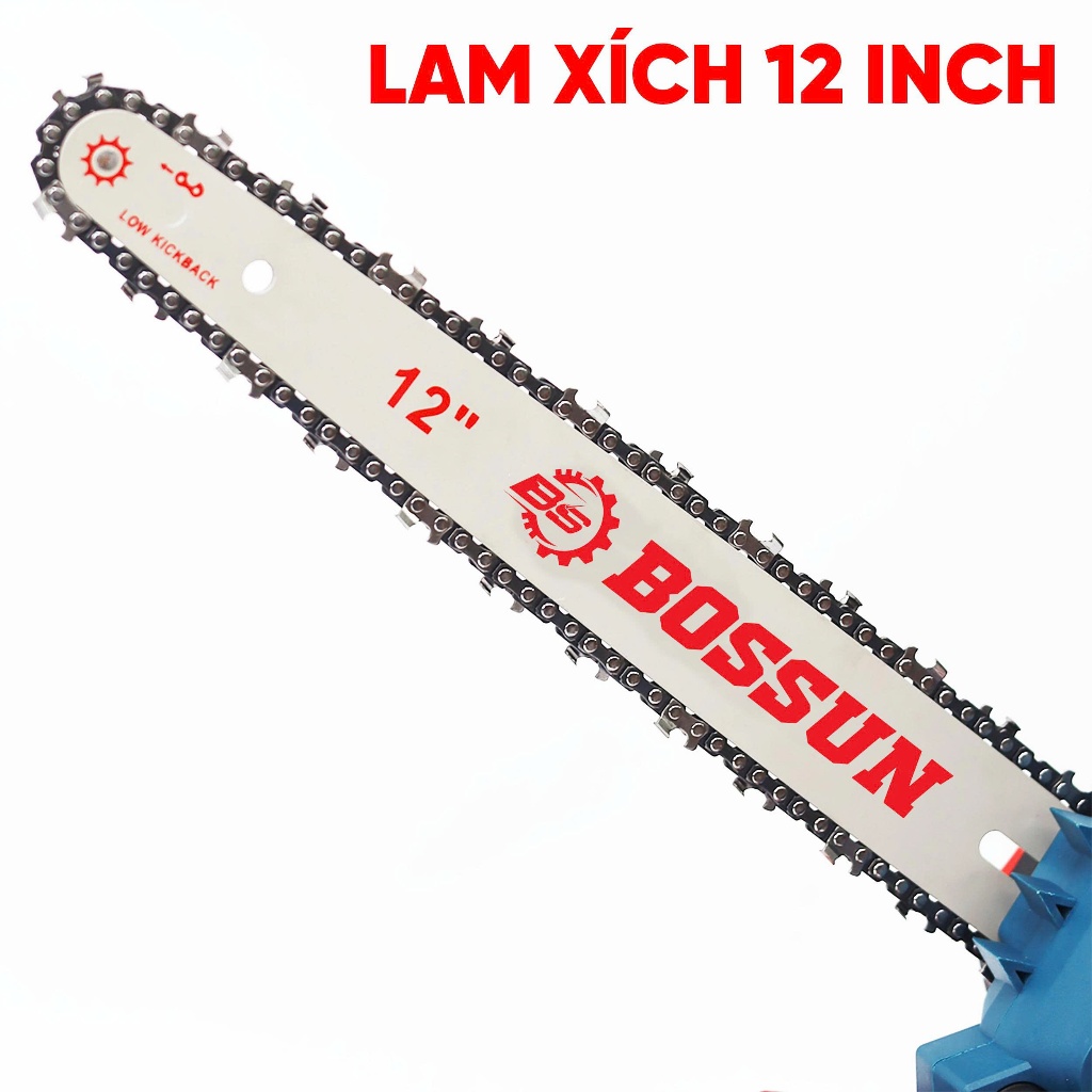 Máy Cưa Xích Pin 12inch BS BOSSUN BS-CS12BLC, Tra Nhớt Tự Động - Động Cơ Không Chổi Than