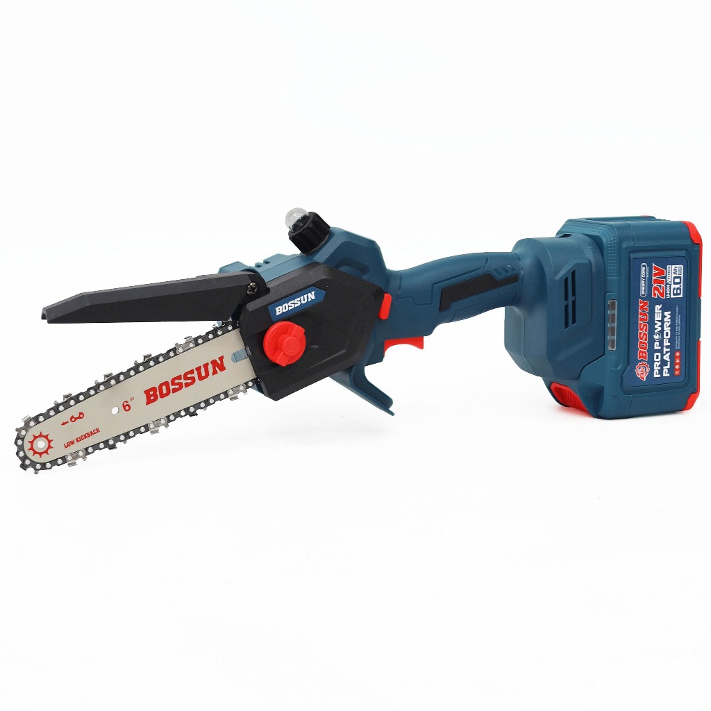 Máy cưa xích pin nhỏ gọn BS BOSSUN BS-CS06BLC, Lam 6inch, Có tra nhớt, Không than, Chân phổ thông