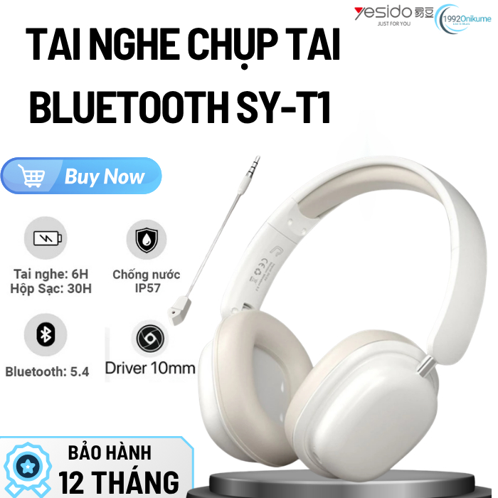 Tai nghe Chụp tai Bluetooth SYT1- Âm Thanh HiFi &Chống Ồn Chủ Động, Kèm Mic Rời Kết Nối Pin Trâu 20H