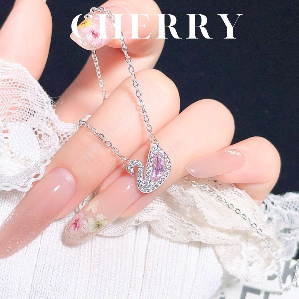 [ Hàng loại 1 ] Dây chuyền thiên nga titan mặt đá nhiều màu CHERRY JEWELRY, Vòng cổ nữ Swan cao cấp