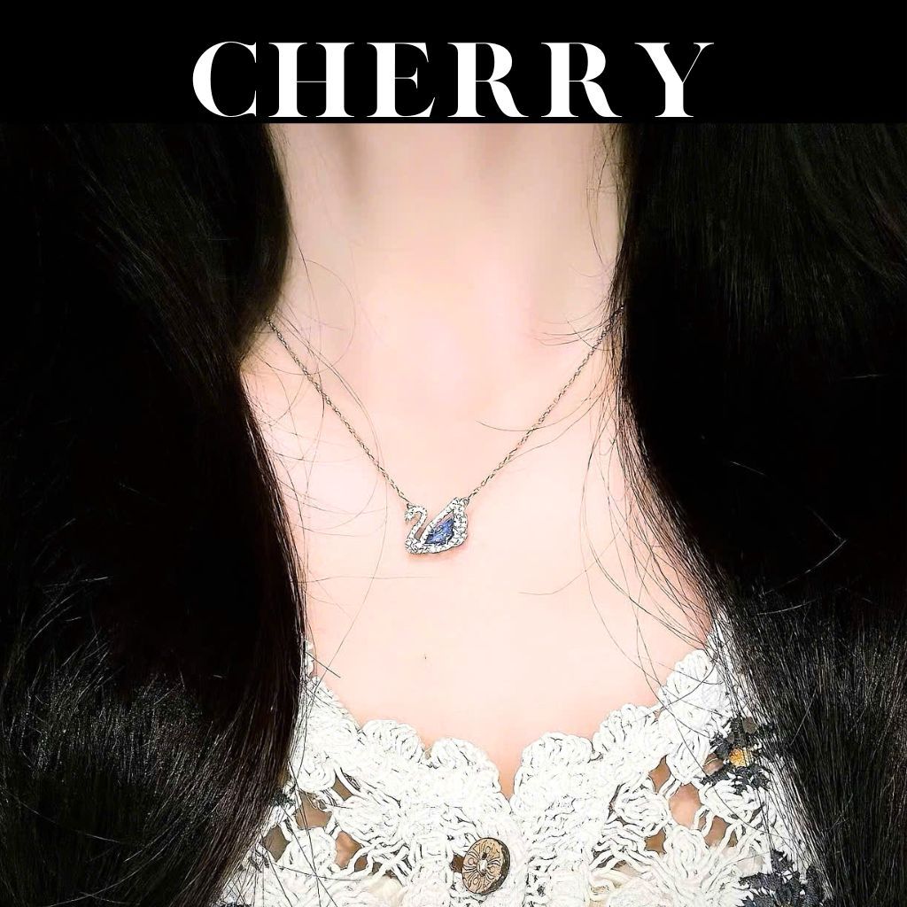 [ Hàng loại 1 ] Dây chuyền thiên nga titan mặt đá nhiều màu CHERRY JEWELRY, Vòng cổ nữ Swan cao cấp