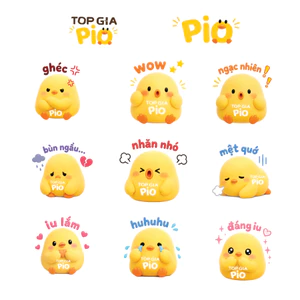 Sticker Vịt Pio Topgia Đáng Yêu - Bộ Sticker Chống Nước Trang Trí