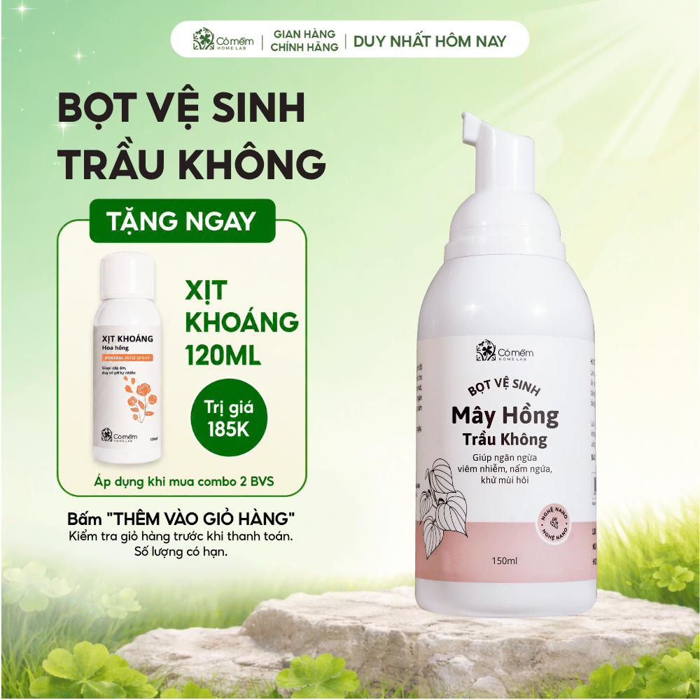 Bọt Vệ Sinh Phụ Nữ Mây Hồng Tinh Chất Trầu Không Cỏ Mềm 150ml