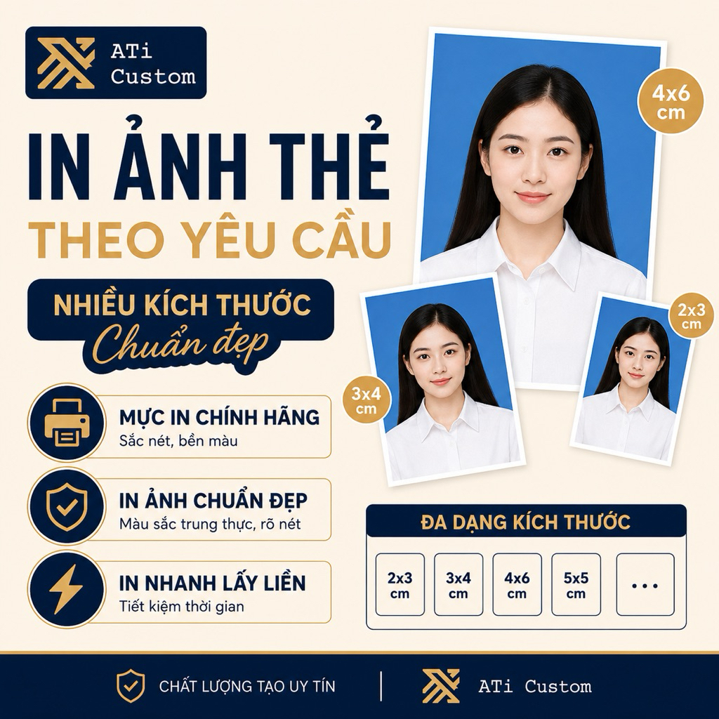 In ảnh thẻ theo yêu cầu nhiều kích thước chuẩn đẹp - Mực in chính hãng sắc nét - In nhanh lấy liền | ATi Custom