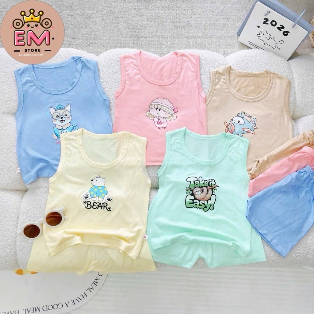 Bộ đồ bé trai bé gái thun lạnh cộc tay size 5-16kg