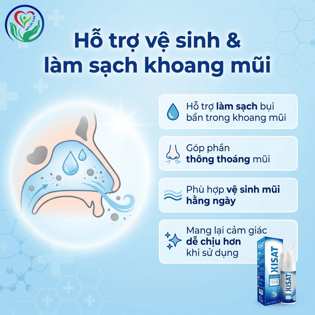Xịt mũi Xisat người lớn 75ml nước biển sâu hỗ trợ vệ sinh mũi, thông thoáng mũi