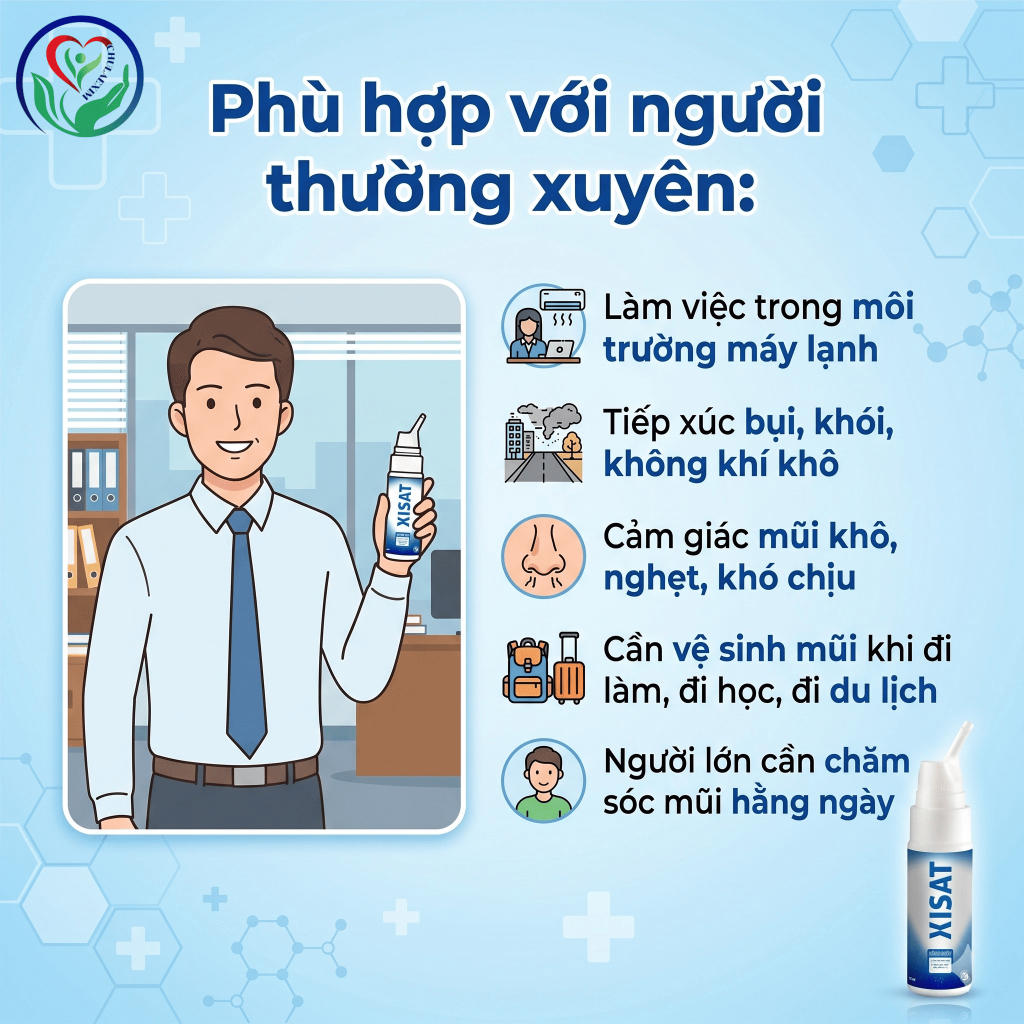 Xịt mũi Xisat người lớn 75ml nước biển sâu hỗ trợ vệ sinh mũi, thông thoáng mũi