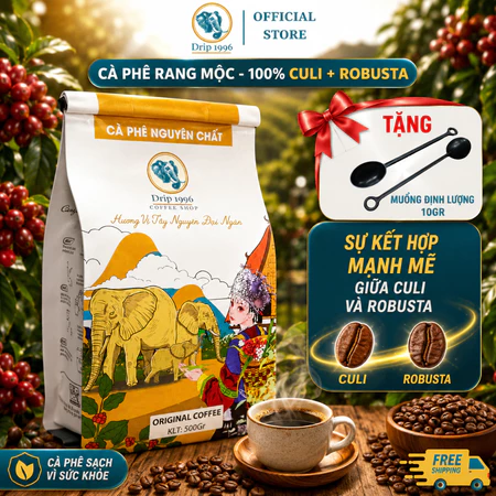 Cà phê Culi Robusta nguyên chất rang mộc 100% Gu mạnh đắng đậm thơm nồng,cafe rang mộc 500gr/gói