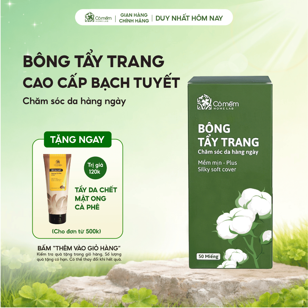 [Ngẫu Nhiên] Bông tẩy trang làm sạch da hộp 30g sạch sâu mềm mịn Cỏ Mềm