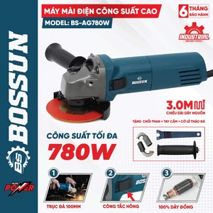 Máy mài góc cắt sắt, inox BS BOSSUN BS-AG780W, Tốc độ cao 11000v/p, Động cơ dây đồng