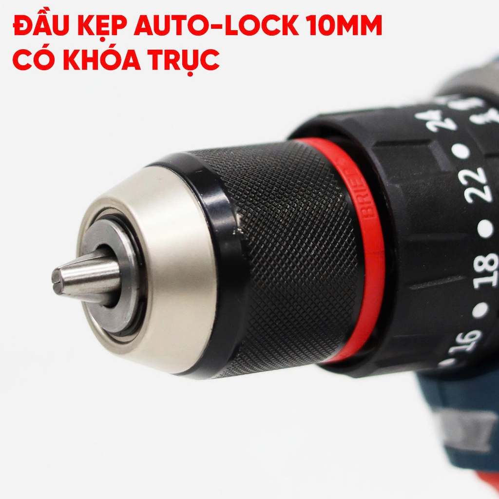 Bộ Máy Khoan 3 Chức Năng BS BOSSUN BS-ID2110M , Lực Xoắn 55Nm, Không Chổi Than, Móc Cài Kim Loại