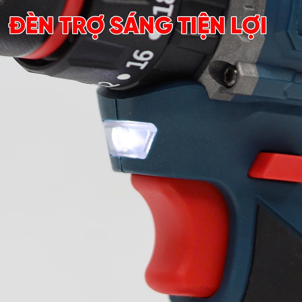 Bộ Máy Khoan 3 Chức Năng BS BOSSUN BS-ID2110M , Lực Xoắn 55Nm, Không Chổi Than, Móc Cài Kim Loại