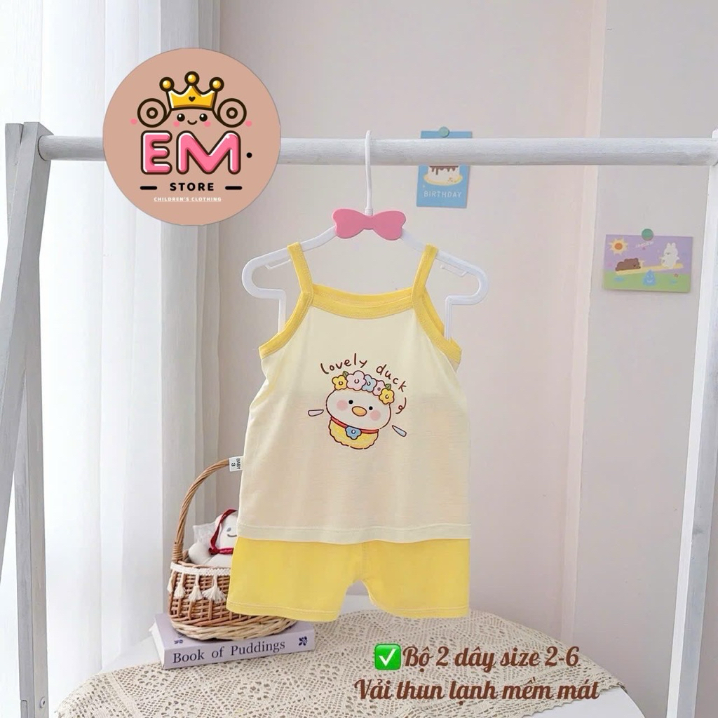 Bộ hai dây bé gái thun lạnh size 5-16kg
