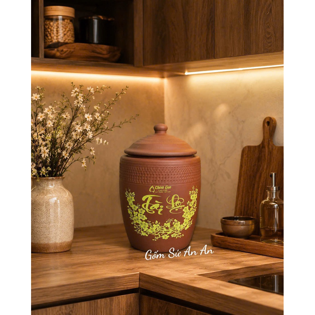 Hũ Đựng Gạo Tài Lộc, Chĩnh Gạo Tài Lộc, Chum Gốm Đựng Gạo Hút Phong Thuỷ Thủ Công Làng Nghề Bát Tràng