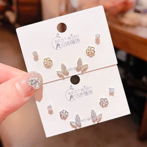 V.I.T Accessories | Set bông tai bướm đính đá 6 chiếc (2 màu)
