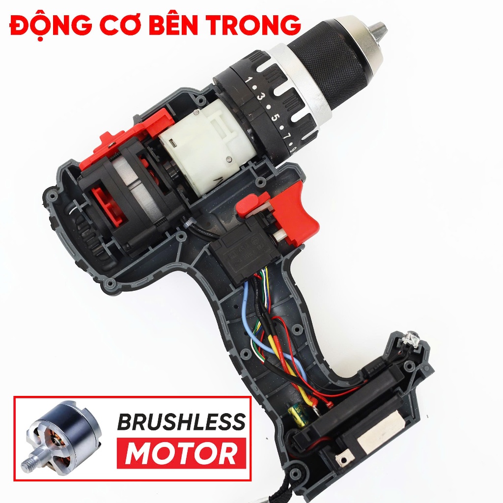 Máy khoan 13mm BS BOSSUN M21B-ID1380N, Lực siết 80Nm, 3 chức năng, Chân phổ thông, Không than