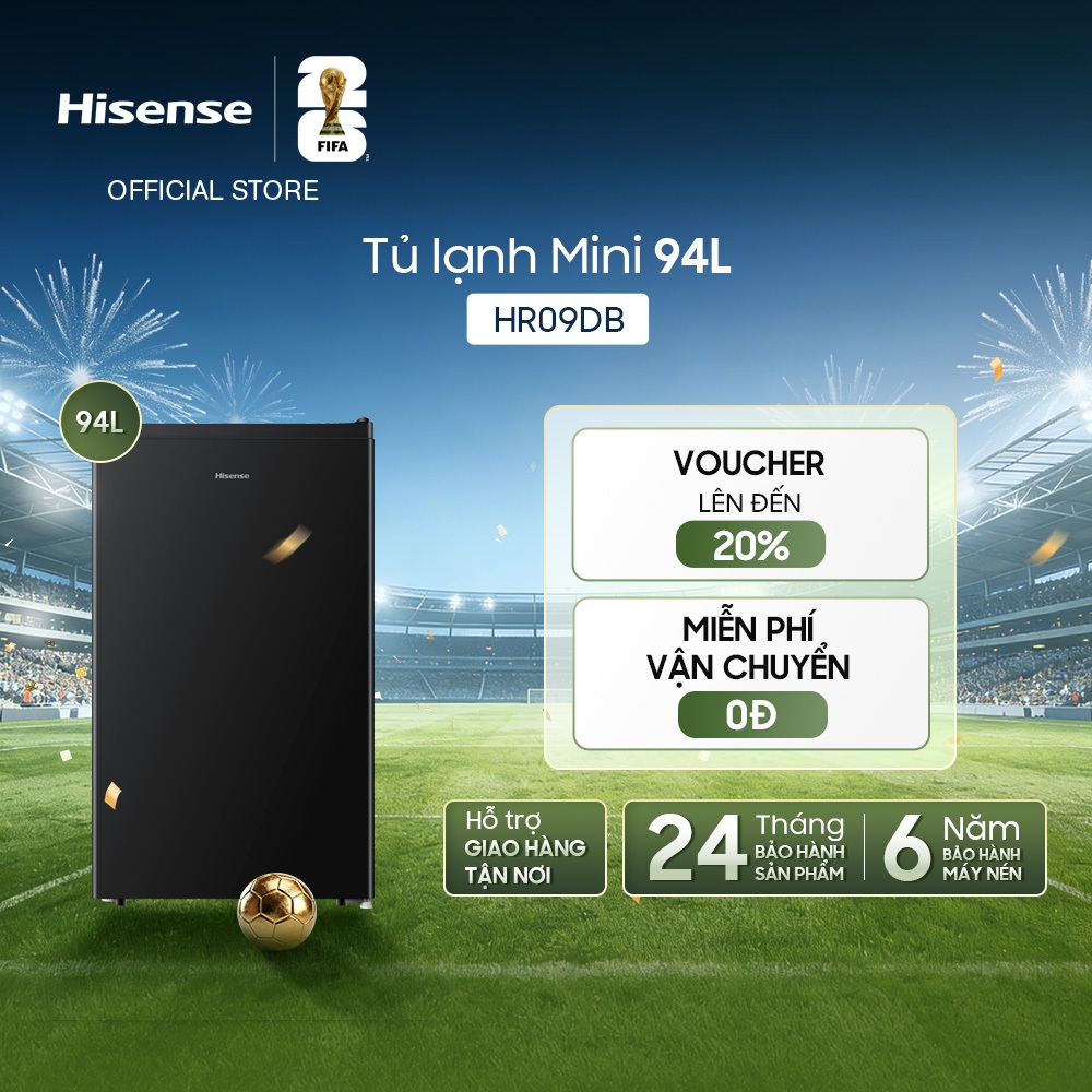 Tủ lạnh Mini Hisense 94L HR09DB - Tiết kiệm | Làm lạnh nhanh | Giảm ồn - Chính Hãng - BH 2 Năm - Miễn Phí Giao Hàng