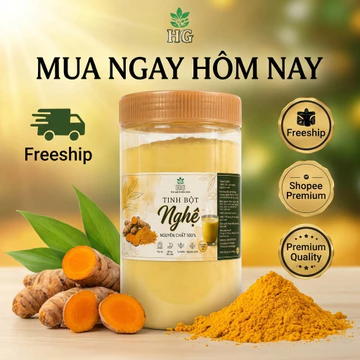 Tinh Bột Nghệ Vàng Hoàng Gia Nguyên Chất Hũ 250g/500g – Nghệ Vàng Pha Uống