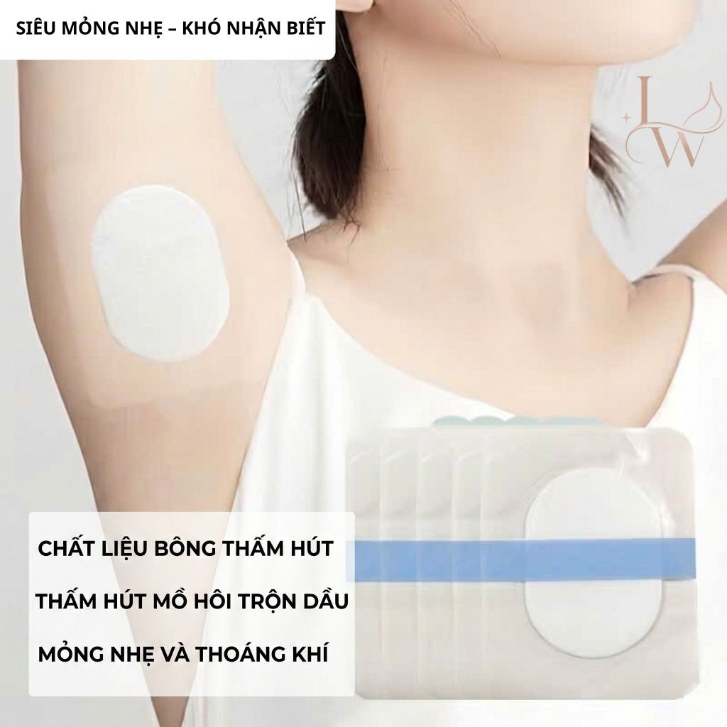 Set 10 miếng dán thấm mồ hôi nách có bông, Thấm hút mồ hôi nách, hạn chế ướt áo, khử mùi hiệu quả