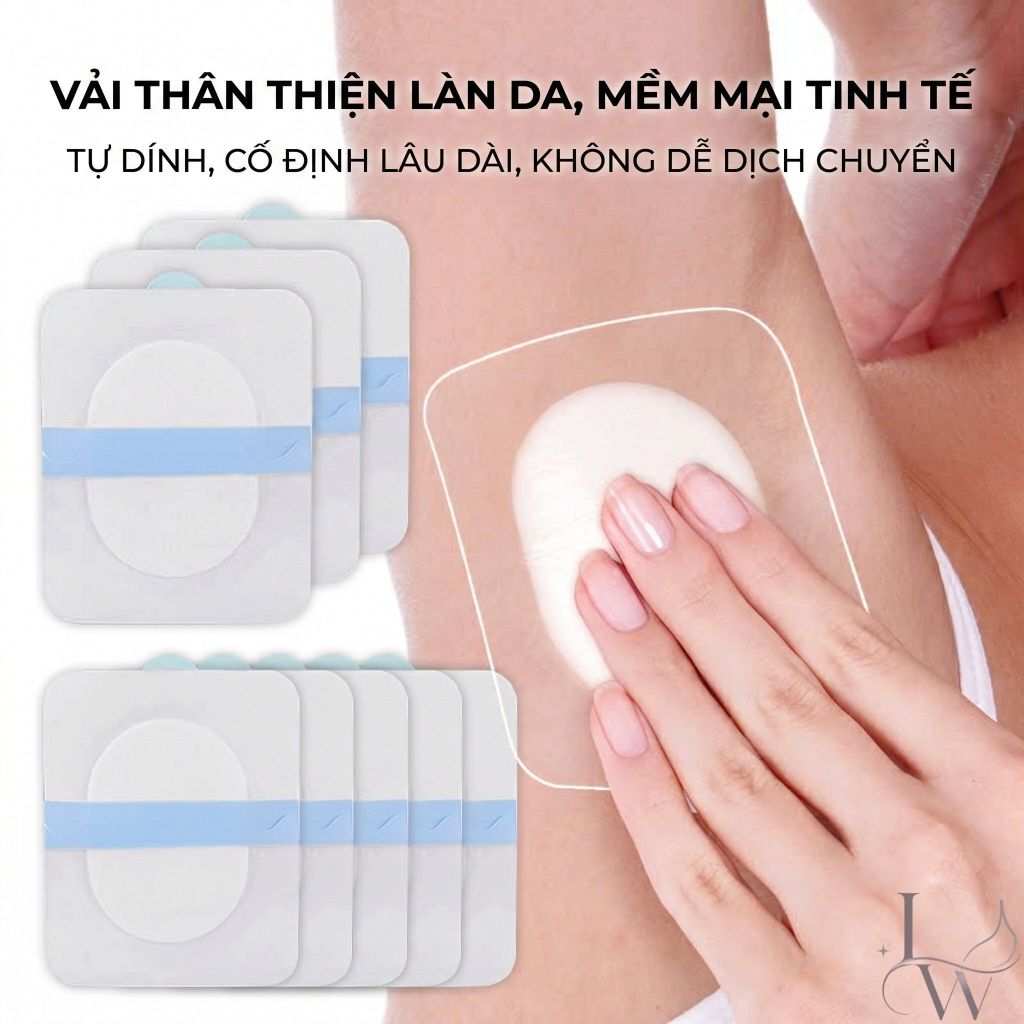 Set 10 miếng dán thấm mồ hôi nách có bông, Thấm hút mồ hôi nách, hạn chế ướt áo, khử mùi hiệu quả