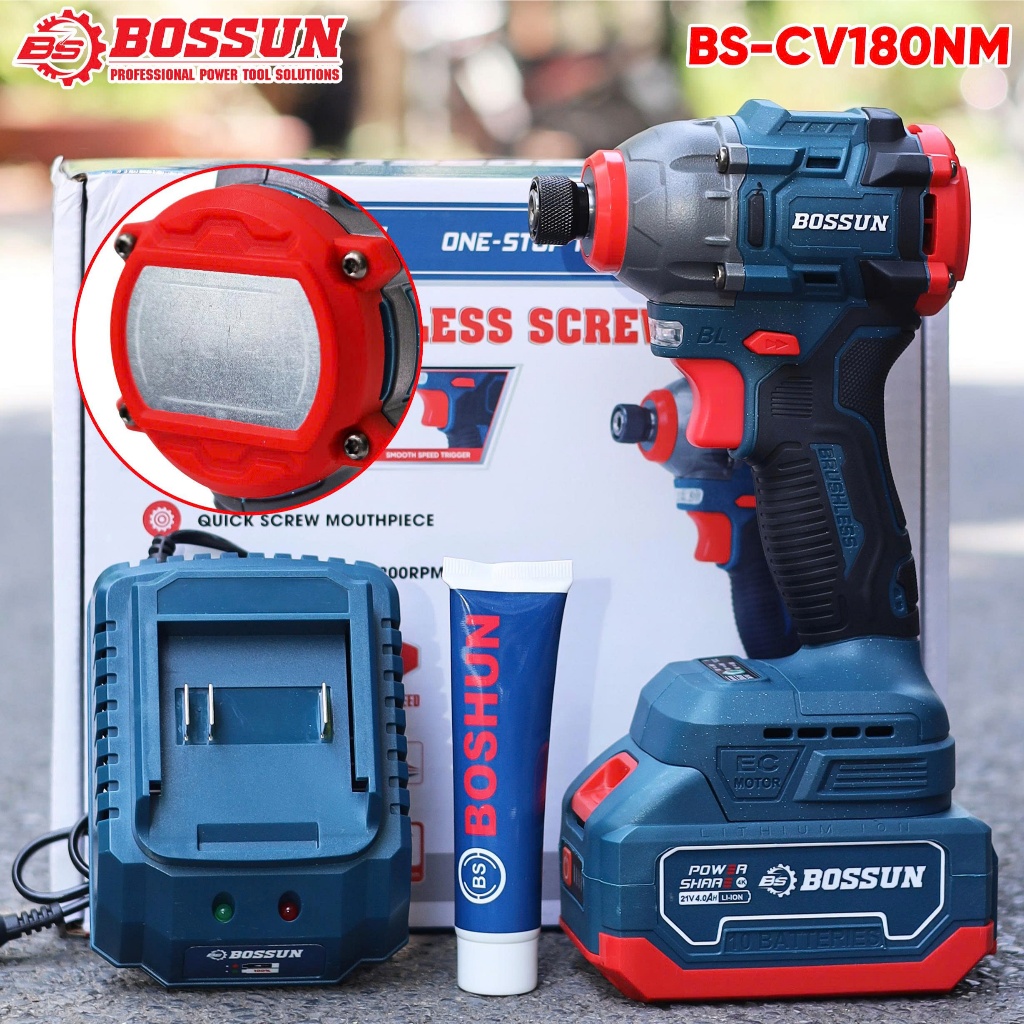 Máy chuyên vít búa BS BOSSUN BS-CV180NM,  Lực siết 180Nm, 3 Mức chỉnh tốc - Không chổi than, Chân M21