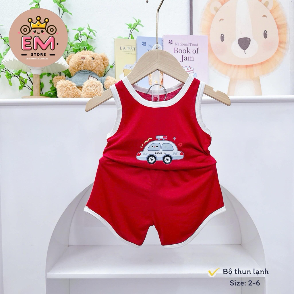 Bộ ba lỗ bé trai thun lạnh viền trắng size 5-16kg