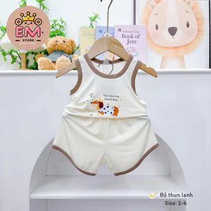 Bộ ba lỗ bé trai thun lạnh viền trắng size 5-16kg