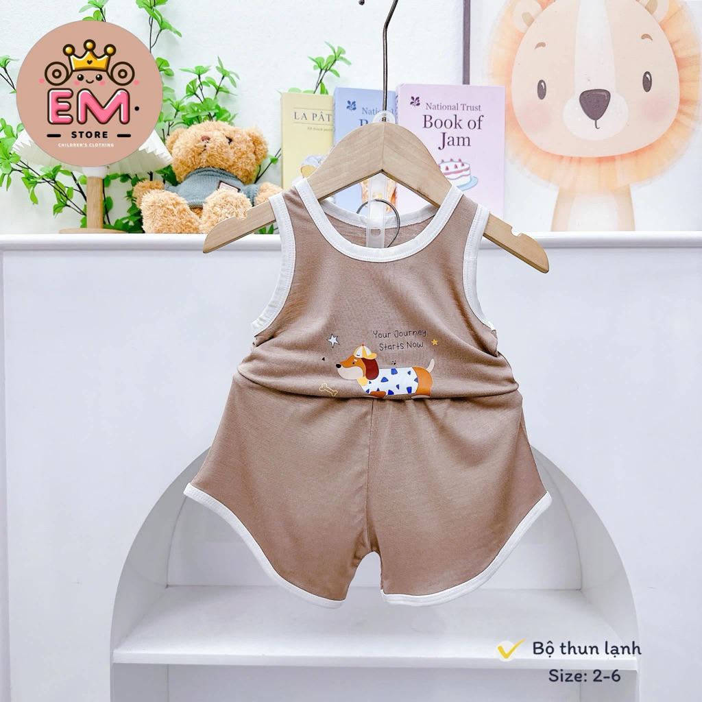 Bộ ba lỗ bé trai thun lạnh viền trắng size 5-16kg