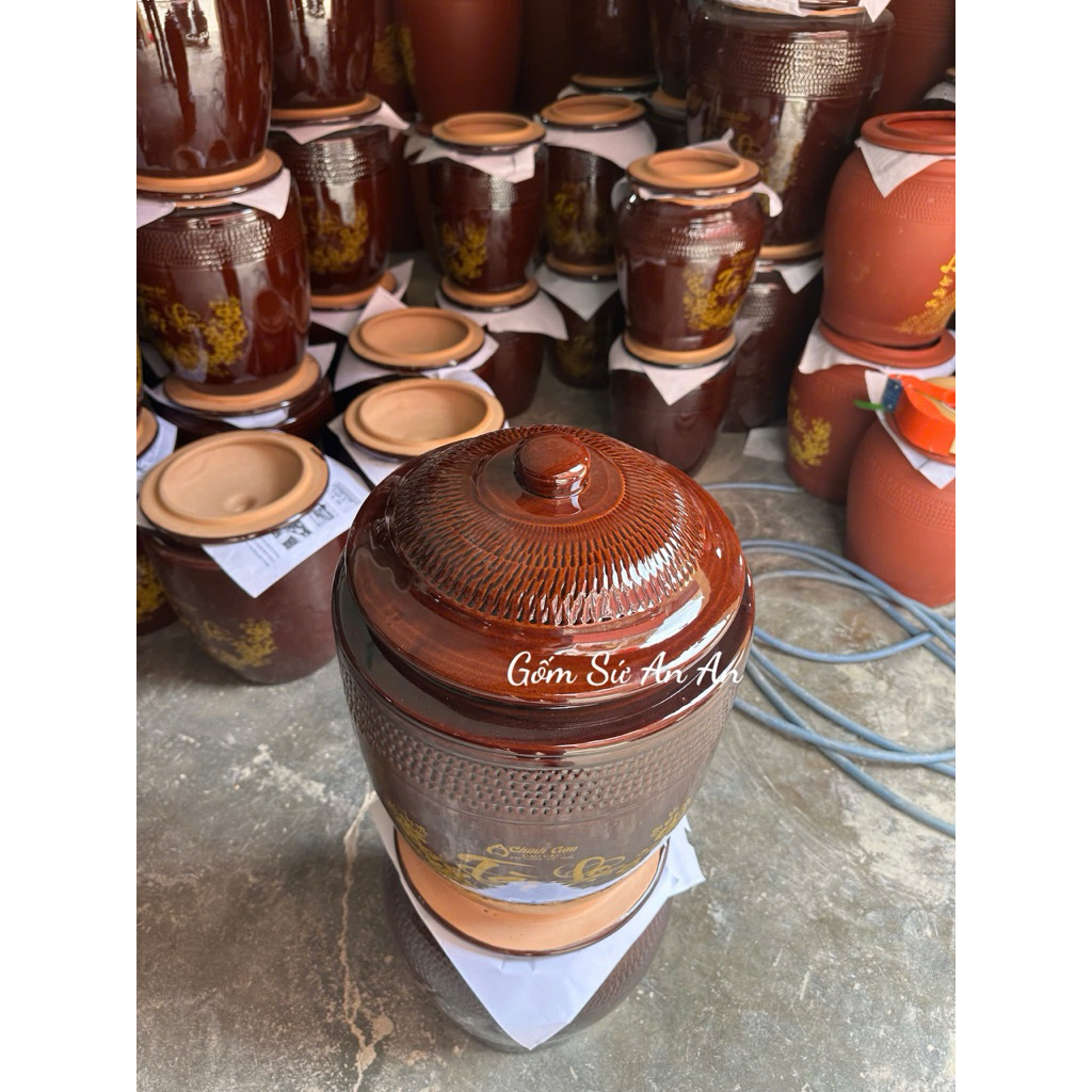 Hũ Đụng Gạo, Chĩnh Gạo Tài Lộc Tráng Men Bóng Gốm Sứ Bát Tràng
