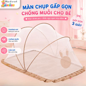 Màn Chụp Cho Bé Sơ Sinh Cao Cấp Chống Muỗi Gấp Gọn Hình Gấu Thỏ Màn Chống Muỗi DouDou A14