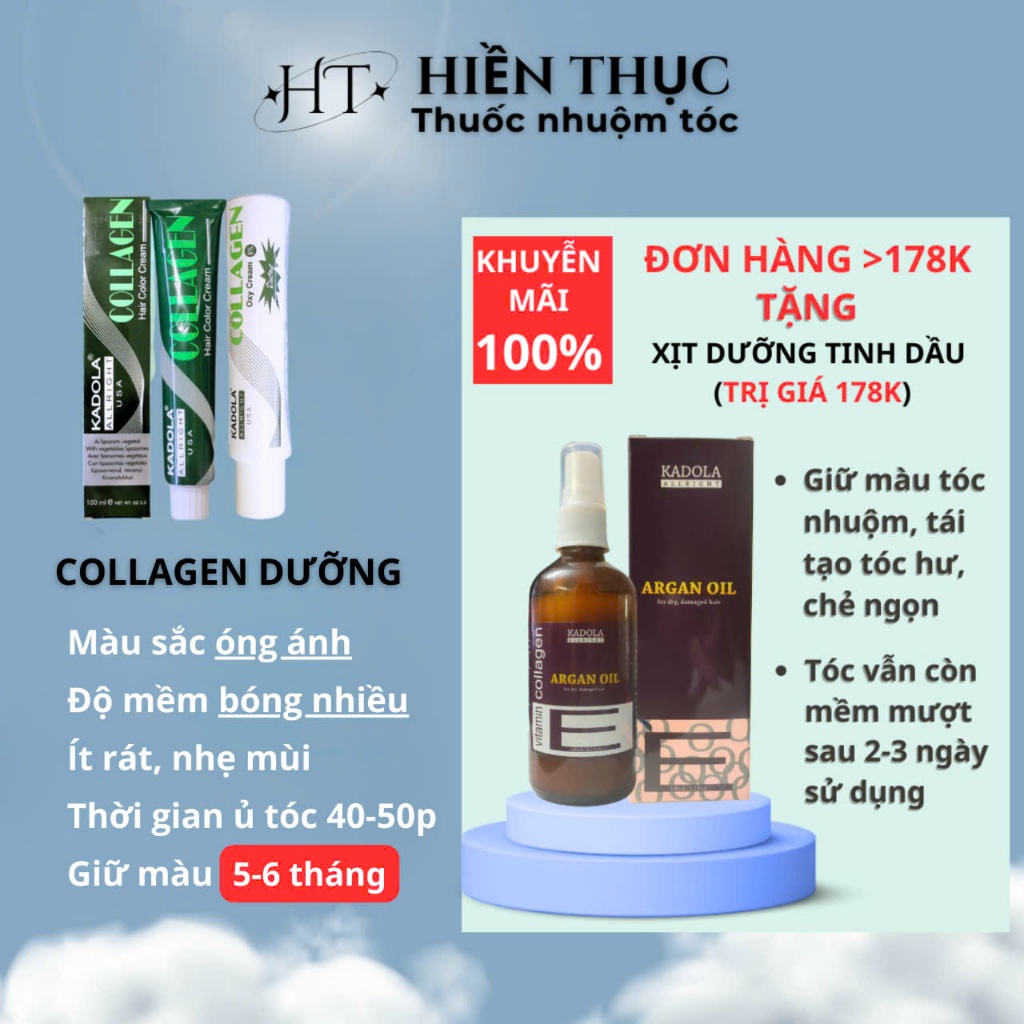 Thuốc nhuộm tóc màu Nâu Lạnh tặng kèm dụng cụ nhuộm tóc | Thuốc nhuộm tóc Hiền Thục