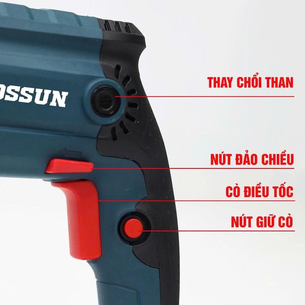 Máy Khoan Đục Bê Tông BS BOSSUN BS-RH1050W, Công Suất 1050w, Lực Búa Khỏe 3,2J - Tặng Kèm 5 Mũi