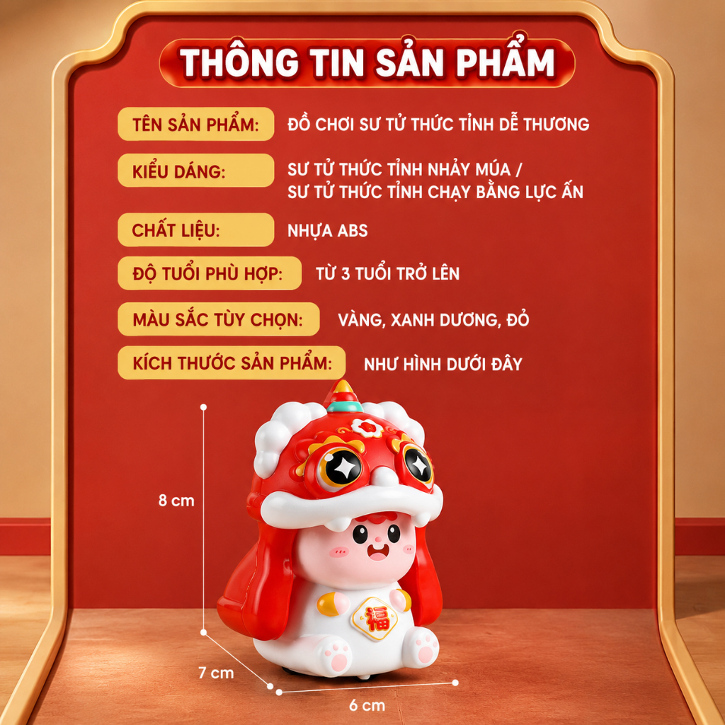 Đồ Chơi Sư Tử Nhảy Múa Cho Bé, Mô Hình Lân Sư Rồng Mini Dễ Thương