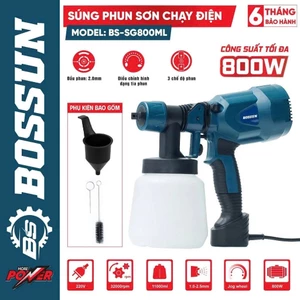 Máy phun sơn BS BOSSUN BS-SG800ML công suất 800W, Phun sơn 2 chiều ngang dọc, Bảo hành 12 tháng