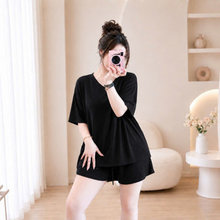 Đồ Bộ Bigsize Nữ Form Rộng Áo Thun Tay Ngắn Phối Quần Đùi Thoải Mái Mặc Mùa Hè SET877