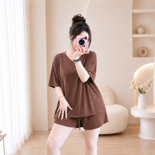 Đồ Bộ Bigsize Nữ Form Rộng Áo Thun Tay Ngắn Phối Quần Đùi Thoải Mái Mặc Mùa Hè SET877