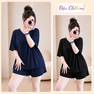 Đồ Bộ Bigsize Nữ Form Rộng Áo Thun Tay Ngắn Phối Quần Đùi Thoải Mái Mặc Mùa Hè SET877