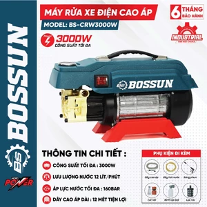 Máy Rửa Xe Sân Vườn Cao Áp BS BOSSUN BS-CRW3000W, Công Suất 3000w, Lưu Lượng 12 lít/phút, 160bar