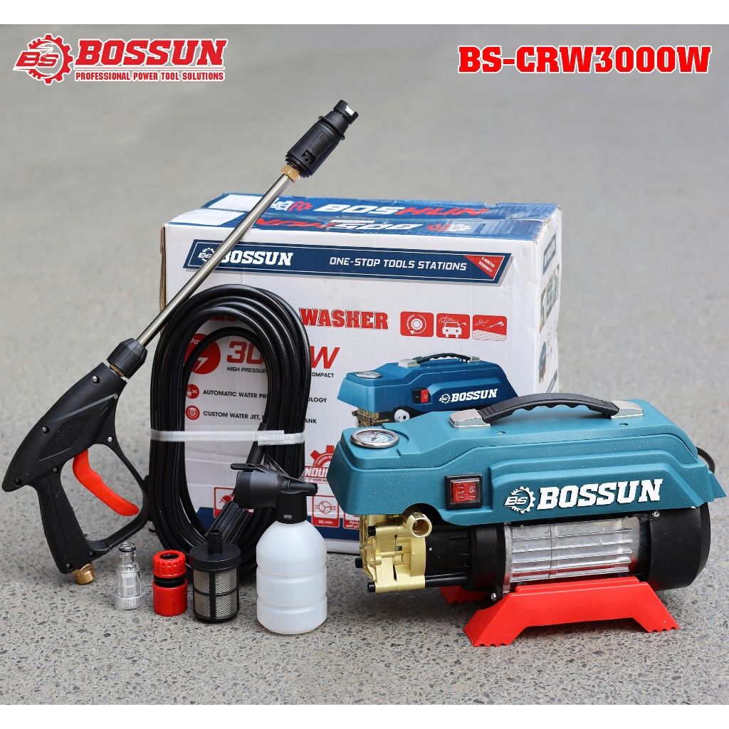 Máy Rửa Xe Sân Vườn Cao Áp BS BOSSUN BS-CRW3000W, Công Suất 3000w, Lưu Lượng 12 lít/phút, 160bar