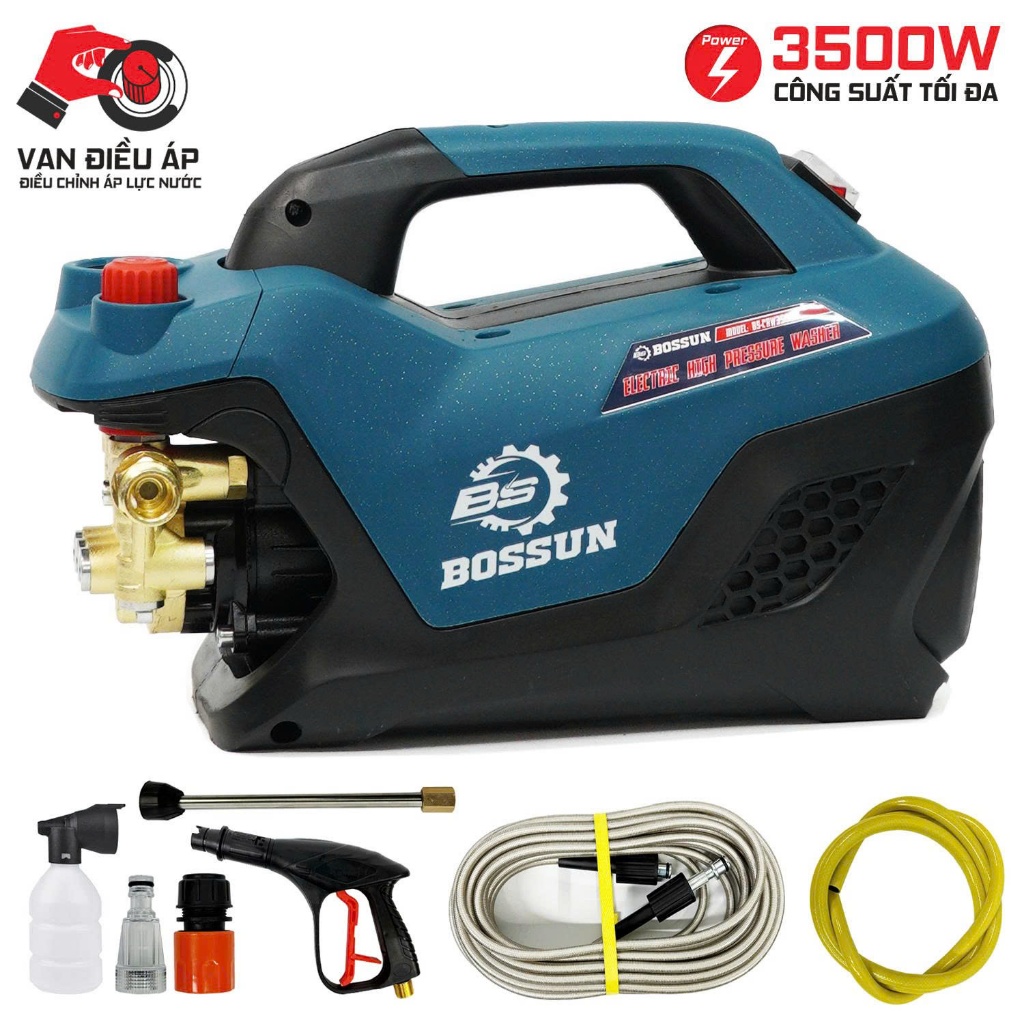 Máy Rửa Xe BS BOSSUN BS-CRW3500W, Công Suất 3500W, Có Chỉnh Áp - Motor dây đồng