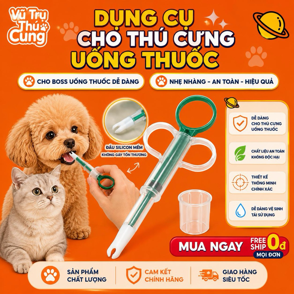 Ống bơm xi lanh hỗ trợ uống đa năng cho chó mèo