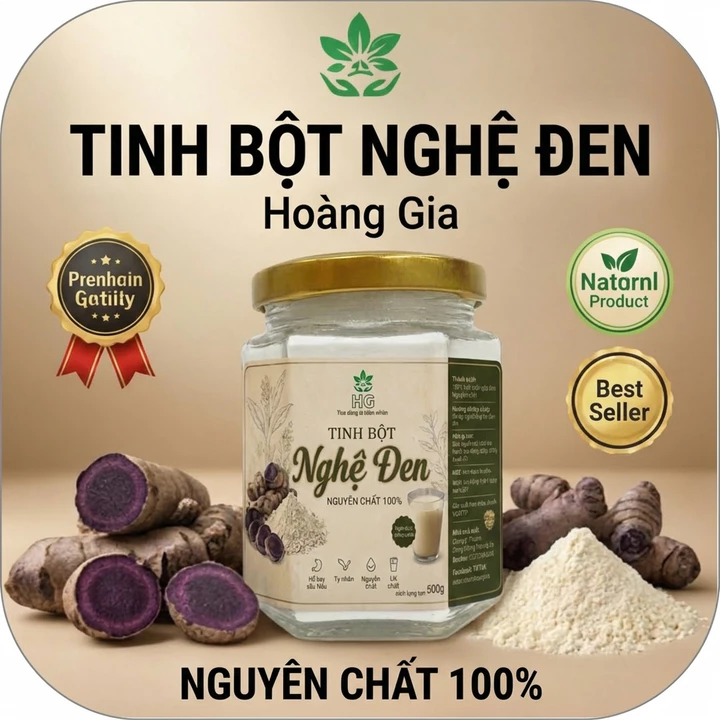 Tinh Bột Nghệ Đen Hoàng Gia Nguyên Chất Hũ 250g/500g – Nghệ Đen Pha Uống