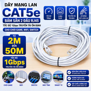 Combo 2M đến 50M Dây Mạng LAN Cat5e Bấm Sẵn
