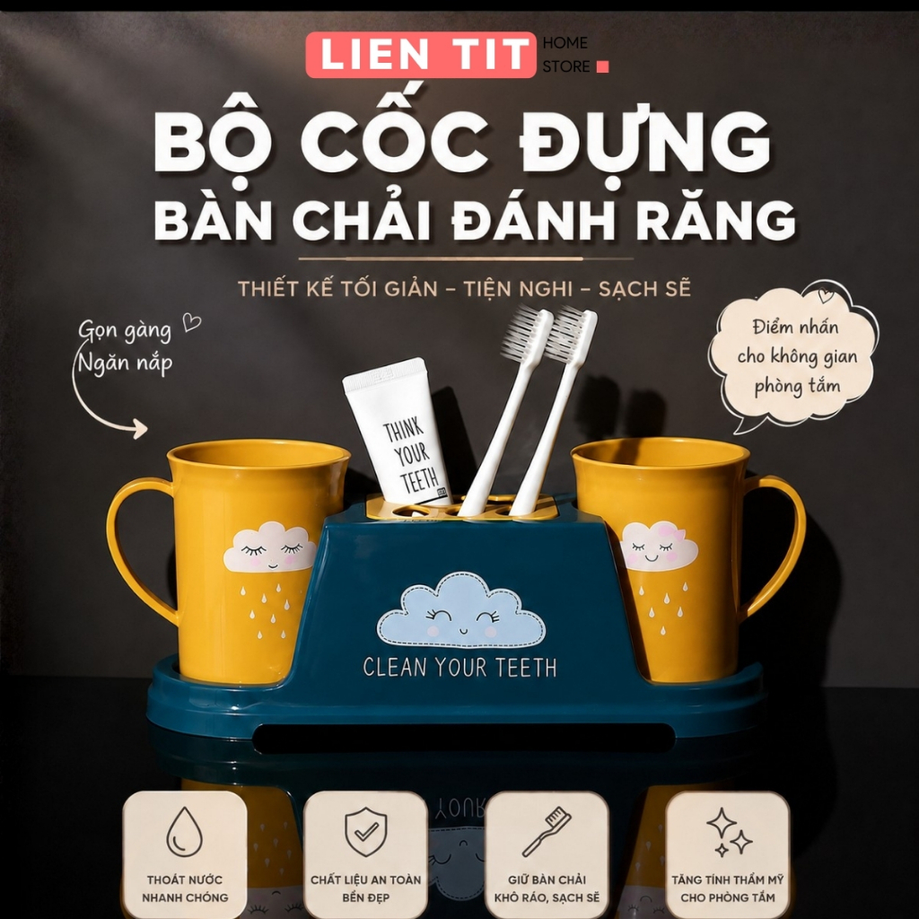 Cốc Đánh Răng Nhựa Cao Cấp Có Tay Cầm Phong Cách Hàn Quốc Đáng Yêu, Cốc Súc Miệng (Tặng Giá Úp Cốc)