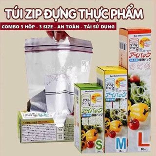 combo 3 size túi thực phẩm trữ đông bảo quản tủ lạnh,túi đựng thực phẩm cao cấp