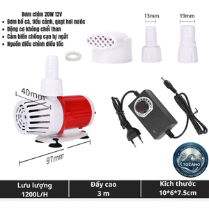 Máy bơm chìm DC mini 12v ĐỨC TOZANO SHOP không giật, bơm hồ cá, tiểu cảnh, quạt hơi nước kèm nguồn 220v.