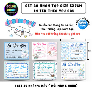 [ IN TÊN THEO YÊU CẦU] Nhãn Vở CINNAMOROLL In Theo Yêu Cầu - Chống thấm nước - ColorBoom